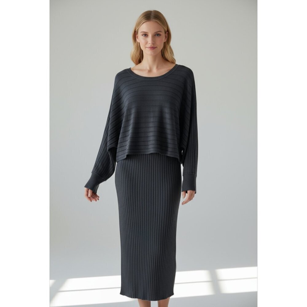 Anthropologie Current Air Clea Knit Dress in Black – Women’s Size Large